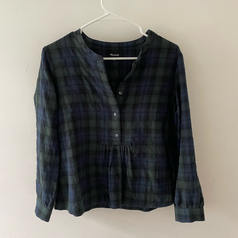 Madewell plaid pop over shirt